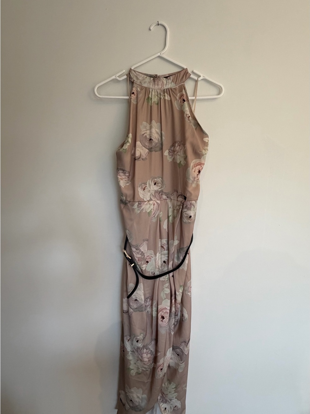 Suzy Shier Floral High Neck Maxi Dress | Blush Pink | Size Large | NWT
